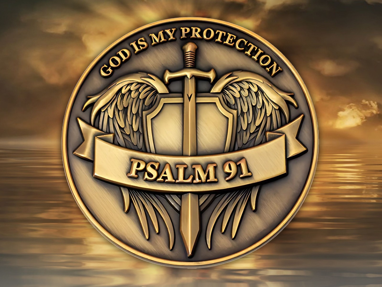 Psalm 91 Protection Challenge Coin Christian Gift for Military and Police