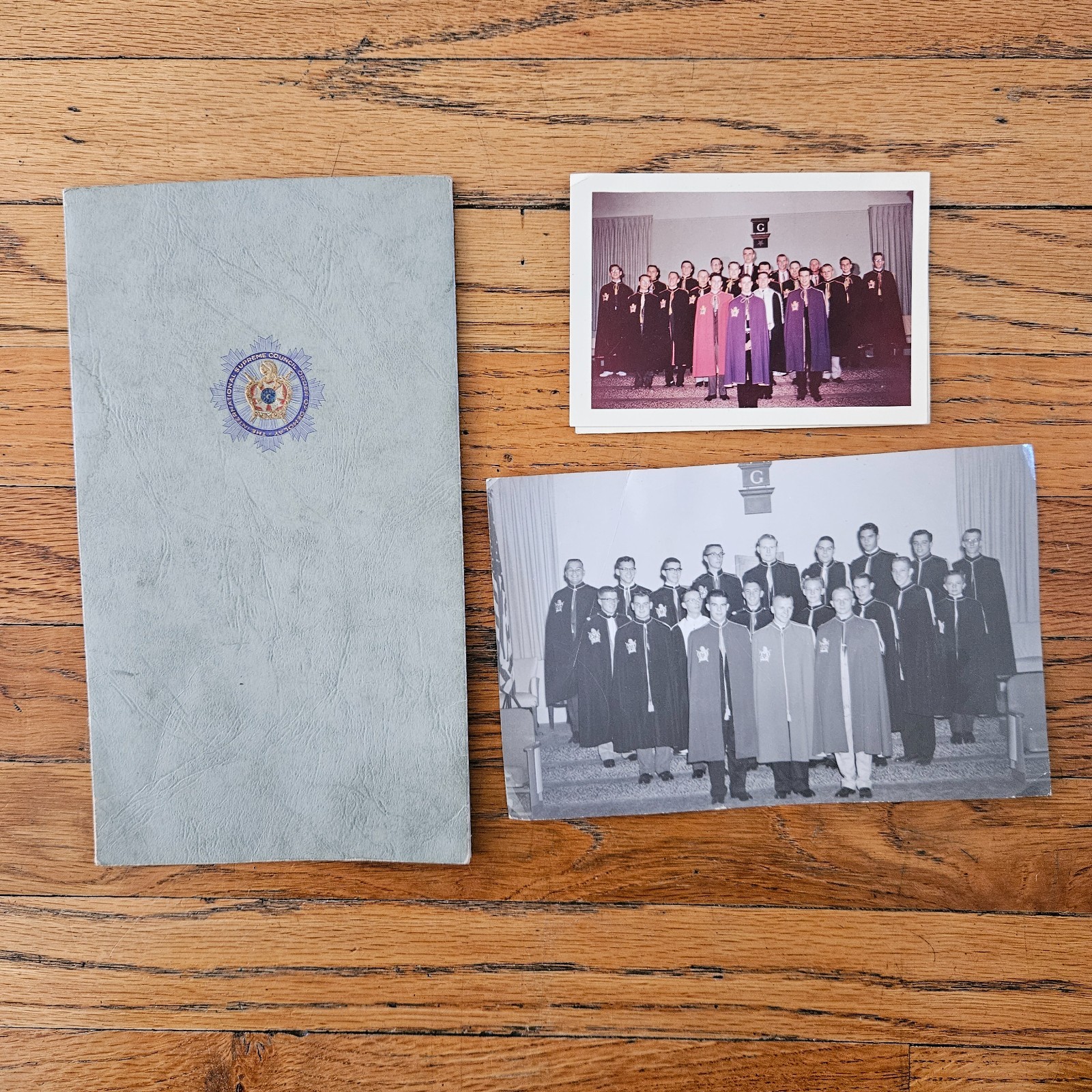 VINTAGE 1950-60\'S ORDER OF DEMOLAY CROSS OF HONOR CERTIFICATE & PHOTOS OF MEN