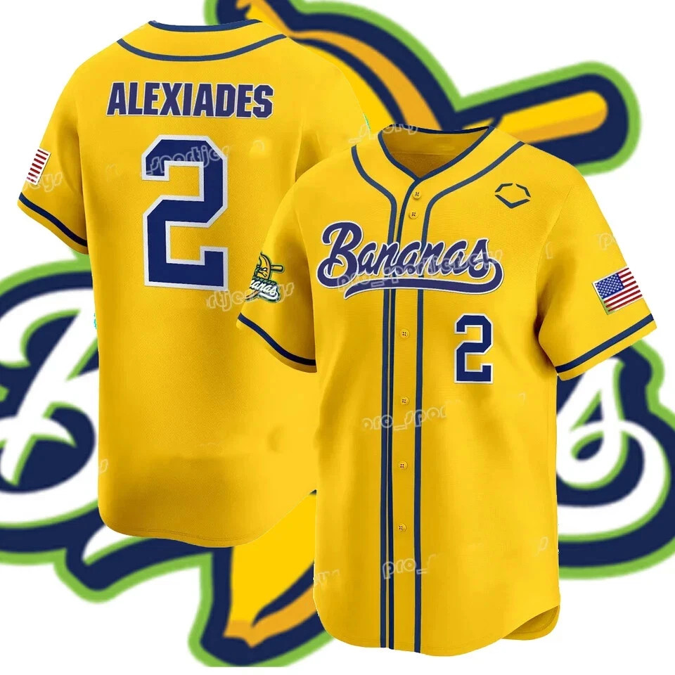 NEW Savannah Bananas #2 Alexiades Savannah Bananas Baseball Jersey CC178