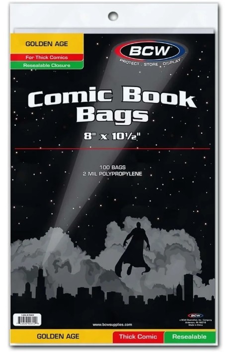 (1000) Case of BCW Resealable Golden Comic Book Bags - Thick 8\