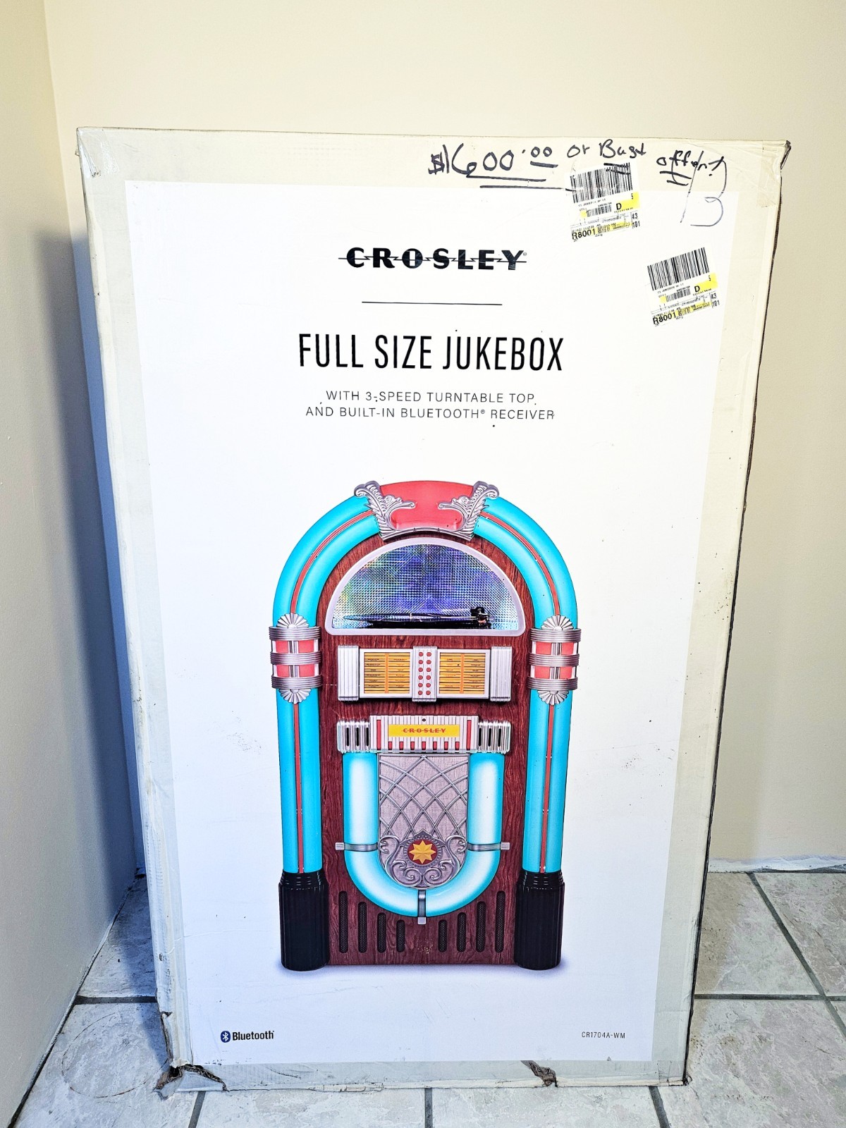 Rare New In Box Crosley Jukebox 117 Of 123 Full Size CR1704A-WA Record/CD Player