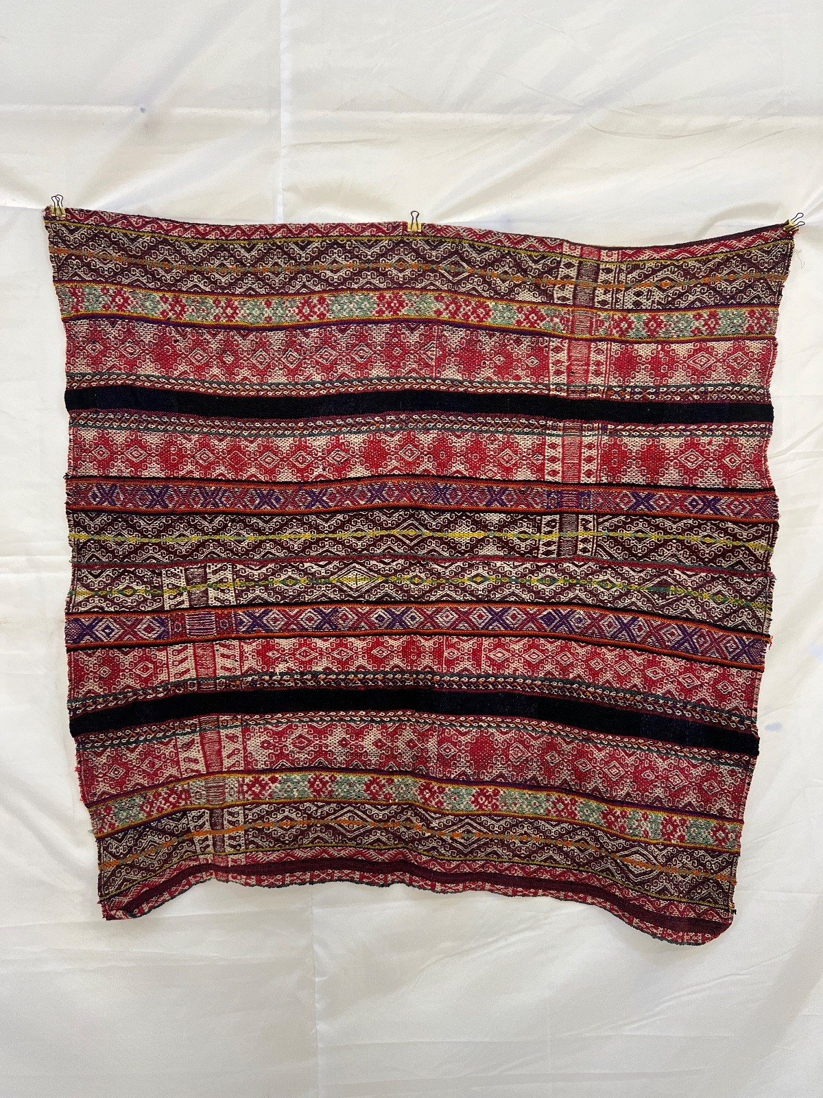 Vintage Peruvian Aguayo Handwoven Wool Andean Blanket Folk Art Indigenous S96 Vintage Peruvian Aguayo Handwoven Wool Andean Blanket Folk Art Indigenous S96