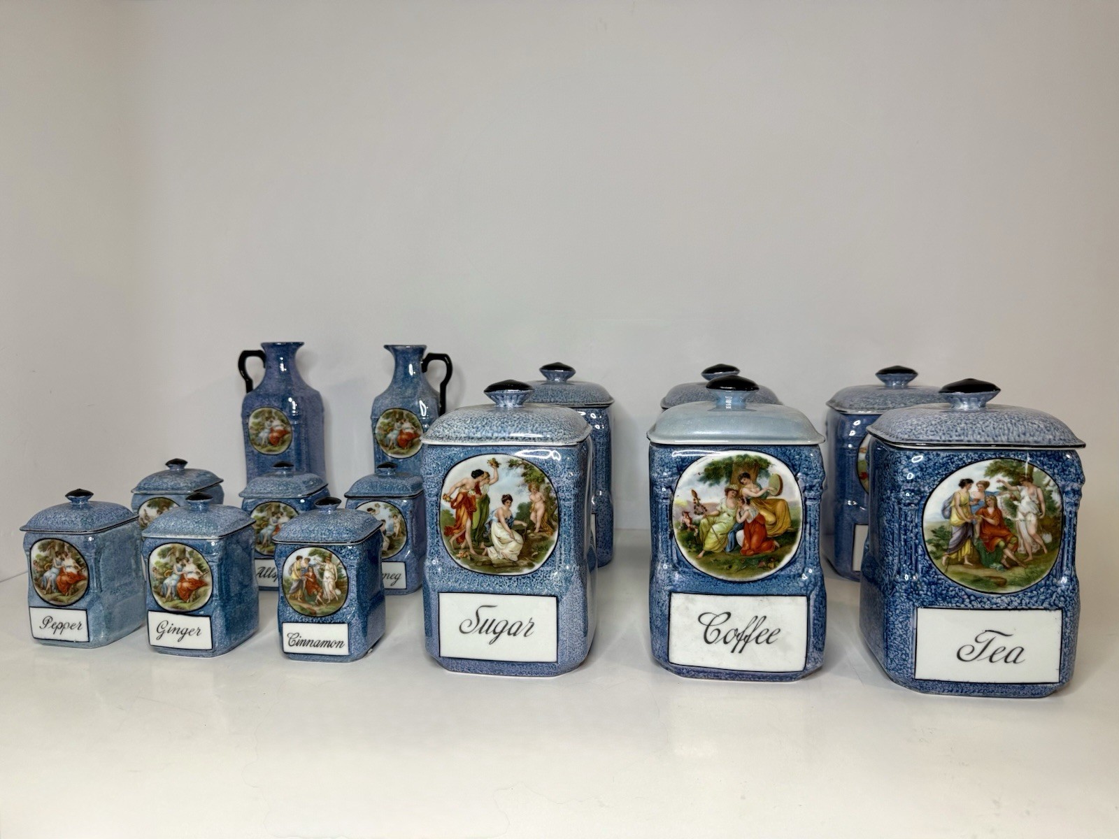 ANTIQUE 1918-1939 Victoria China Czechoslovakia 14 Pc Lusterware Canister Set ANTIQUE 1918-1939 Victoria China Czechoslovakia 14 Pc Lusterware Canister Set