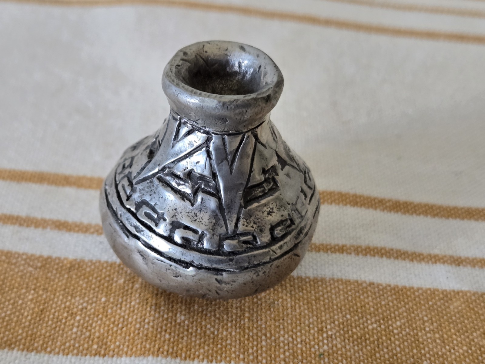 Vintage Kenneth Wyatt Signed Fine Pewter  Mini Native American Pot 4 Available