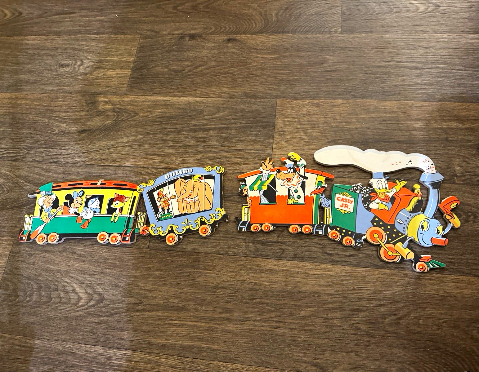 Vintage Disney Casey Jr Circus Train 2 Pc Wall Plaques Dumbo Mickey Donald Goofy