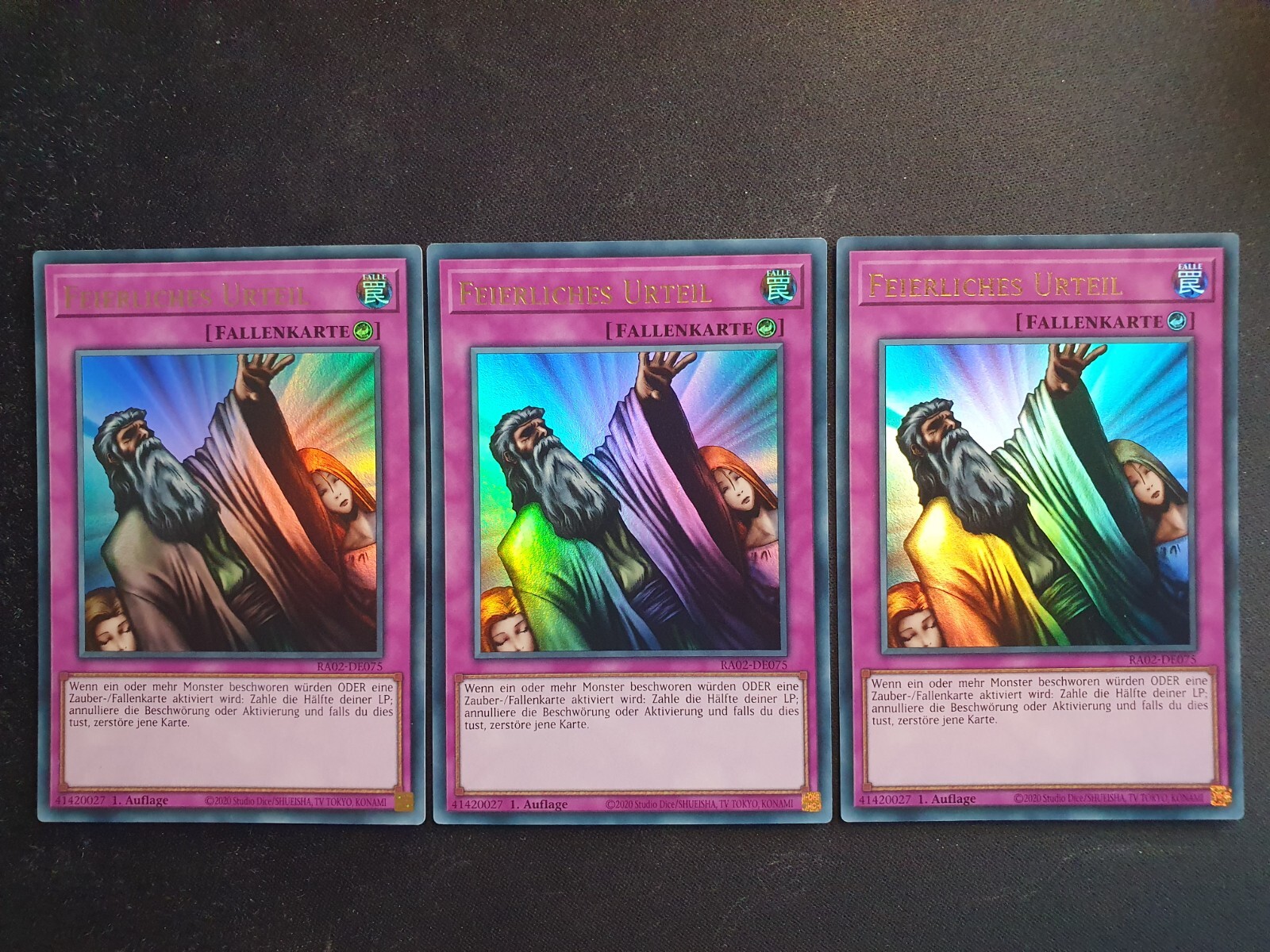 3x Yu-Gi-Oh RA02-EN075 Solemn Judgment Ultra Rare NM 1st