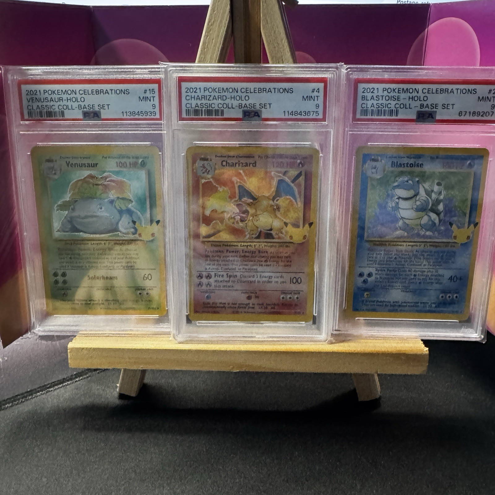 2021 Pokemon Celebrations English Trio Set Charizard, Blastoise, Venusaur PSA 9