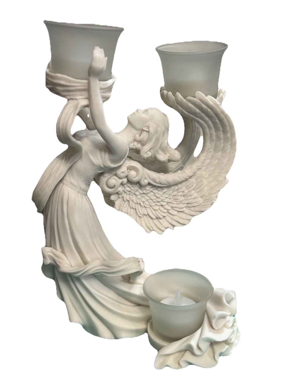 Vintage Mark Klaus Faith, Love, & Peace Tea light Candle Porcelain Figurine Vintage Mark Klaus Faith, Love, & Peace Tea light Candle Porcelain Figurine