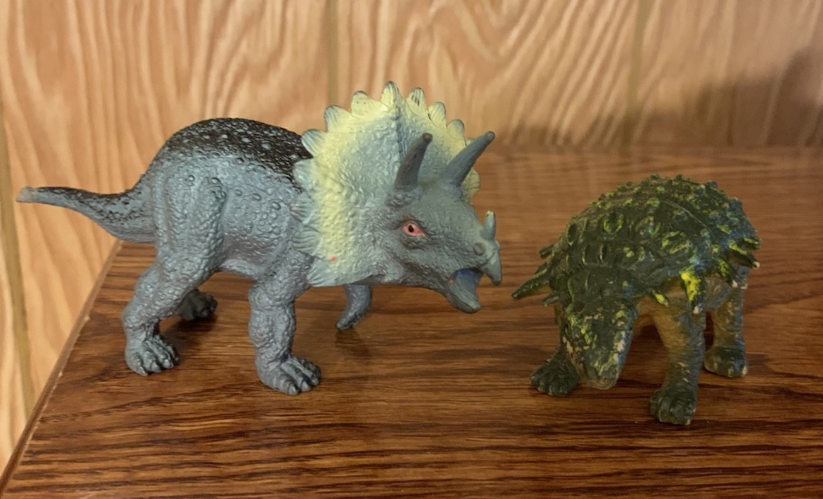1999 Ankylosaurus & 2008 Triceratops Dinosaur Figure Lot