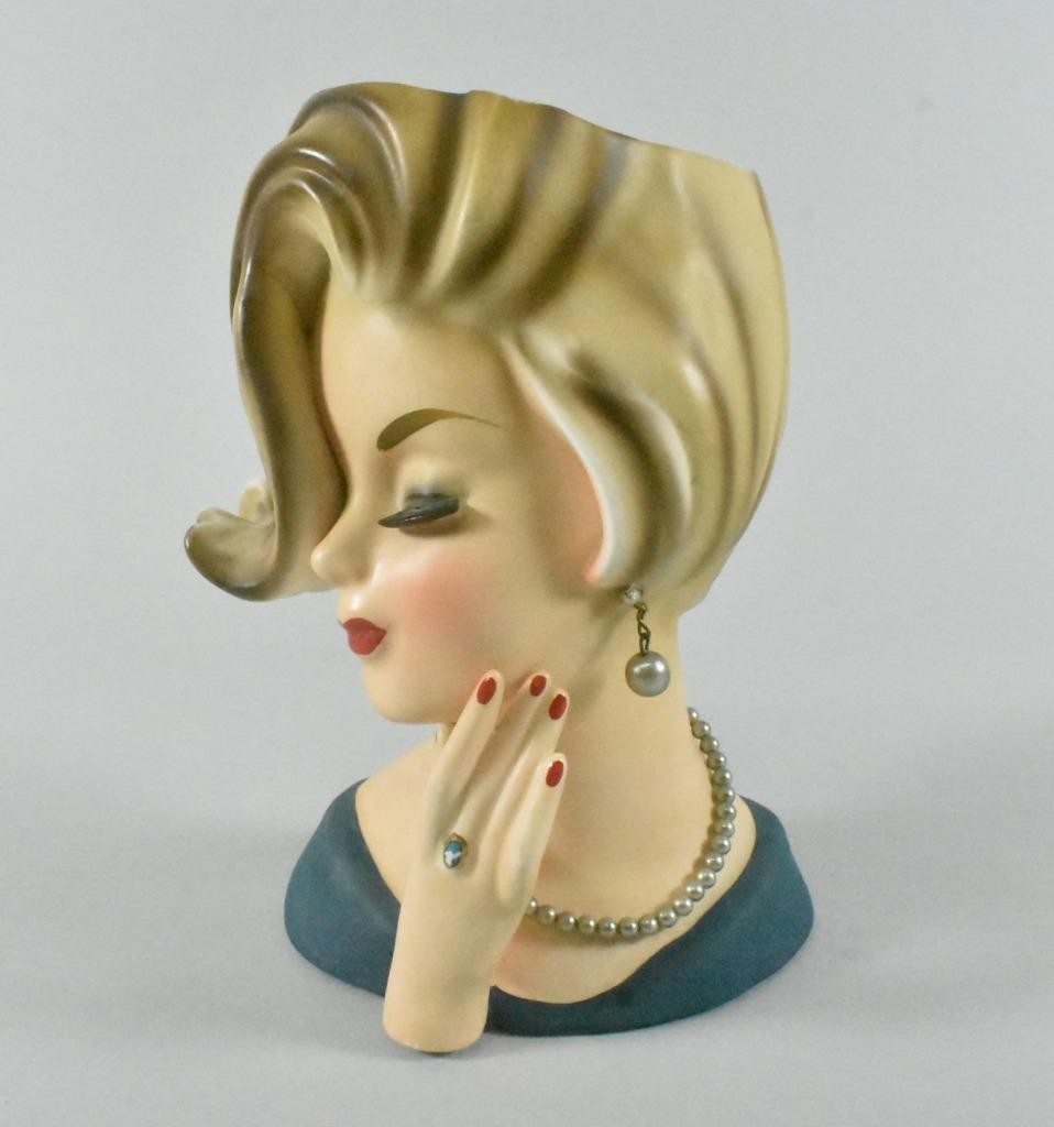 Inarco Cleveland OH Lady Head Vase With Pearls