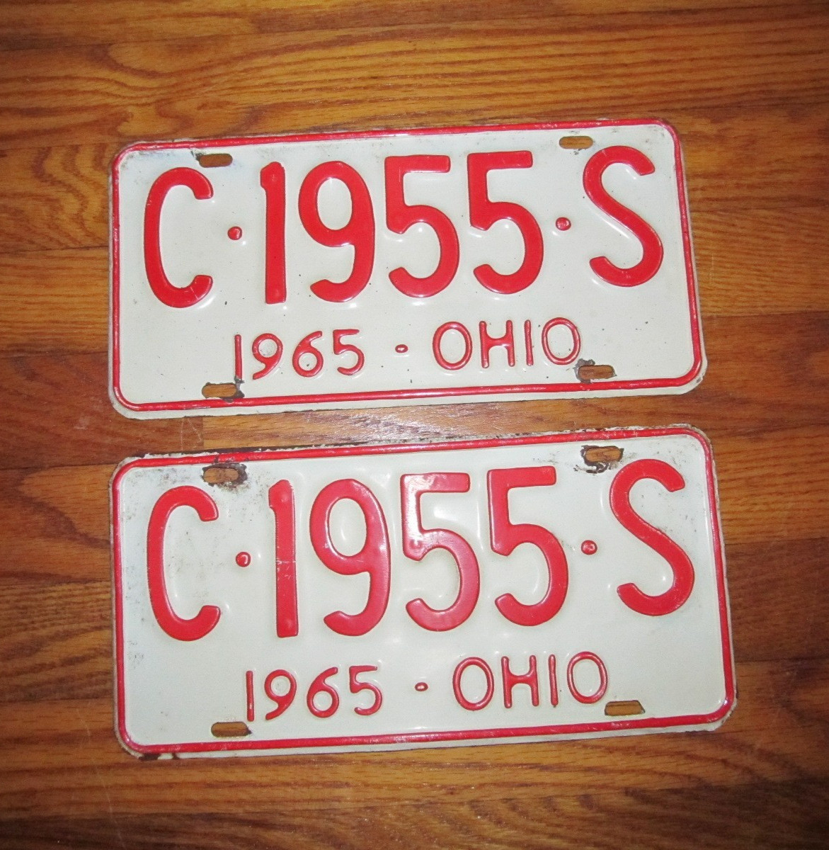 1965 Ohio License Plate Pair - \