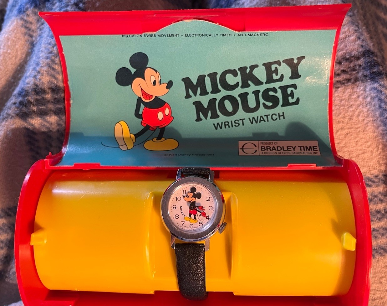 Vintage 1970’s  Bradley Time Mickey Mouse Wristwatch New Old Stock Never Used