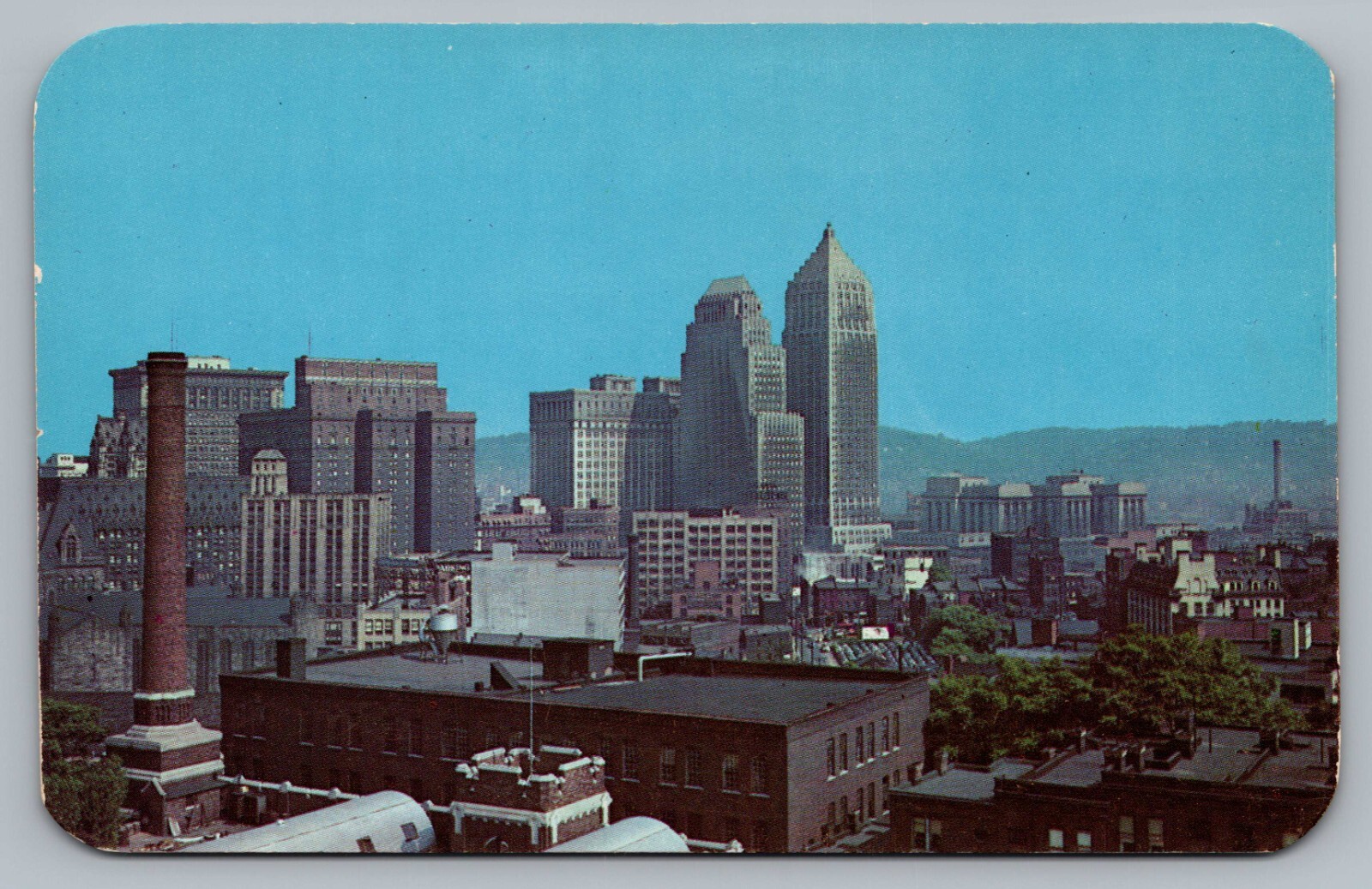 Pittsburgh PA Koppers Gulf Tallest Buildings Skyline Postcard Birds Eye Vtg F1