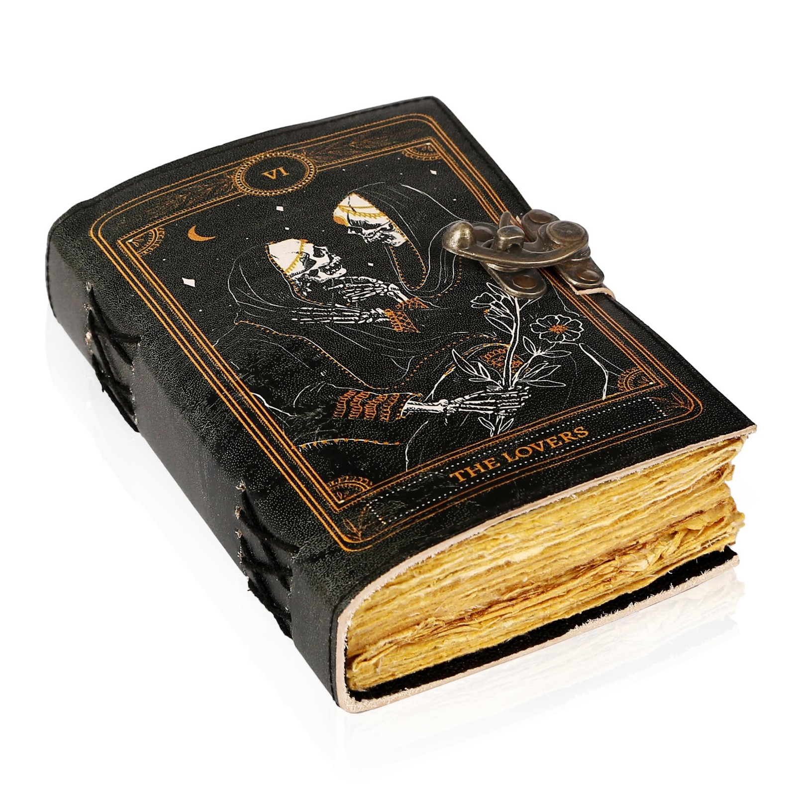 TUZECH Book of Spells Leather Journal Deckle Edge Gothic Vintage Notebook, Black TUZECH Book of Spells Leather Journal Deckle Edge Gothic Vintage Notebook, Black