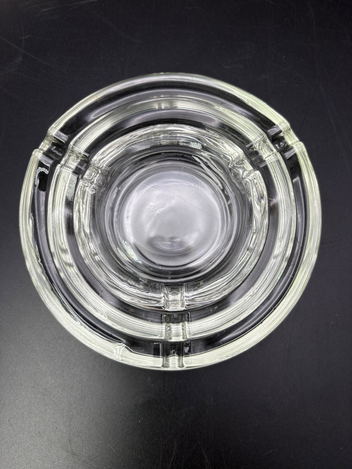 Vintage Clear Glass Round Ashtrays Mixed Sizes Heavy Glass Vintage Clear Glass Round Ashtrays Mixed Sizes Heavy Glass
