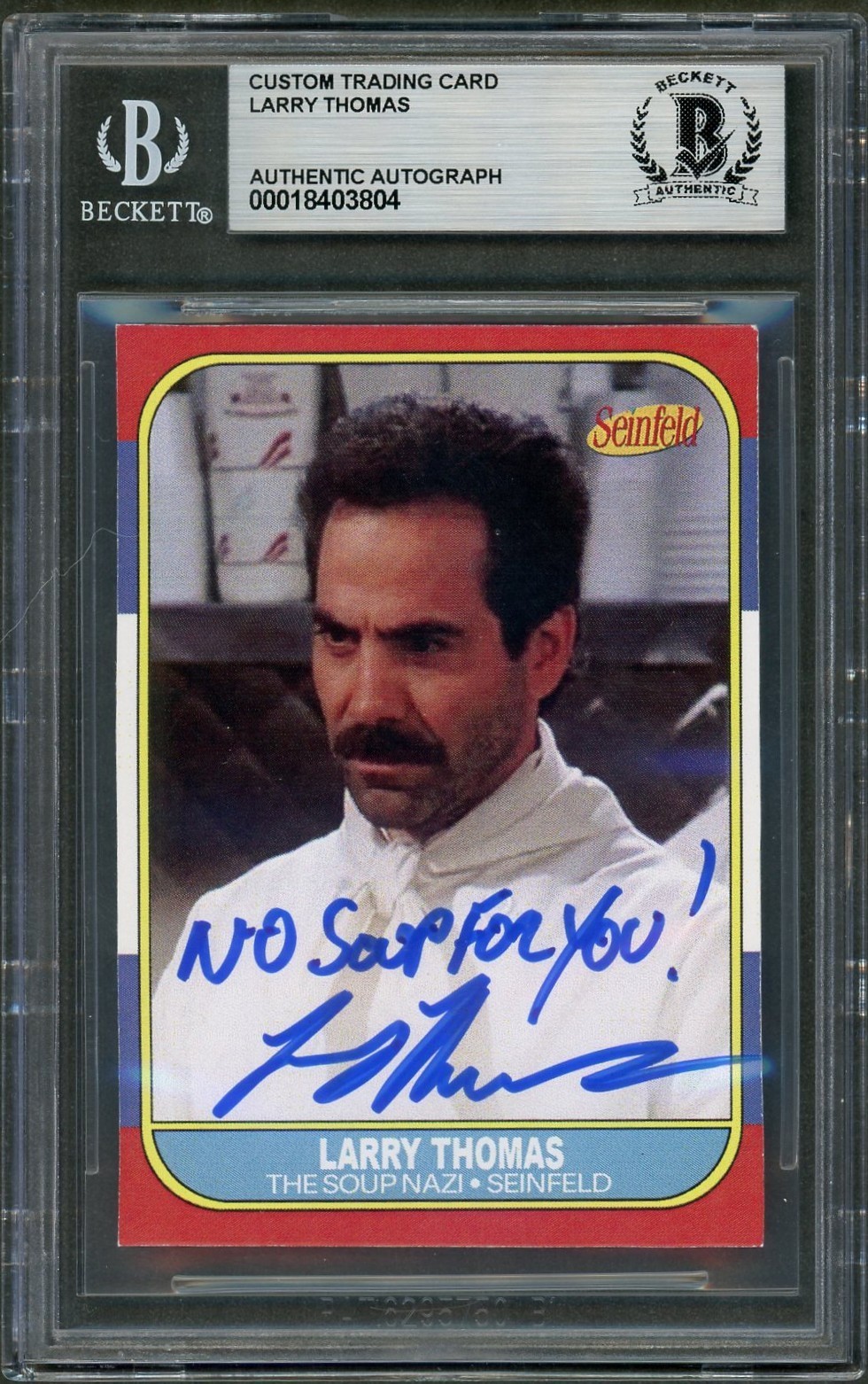 Larry Thomas SIGNED 1986 Fleer Soup Nazi Custom Card Seinfeld Auto BAS