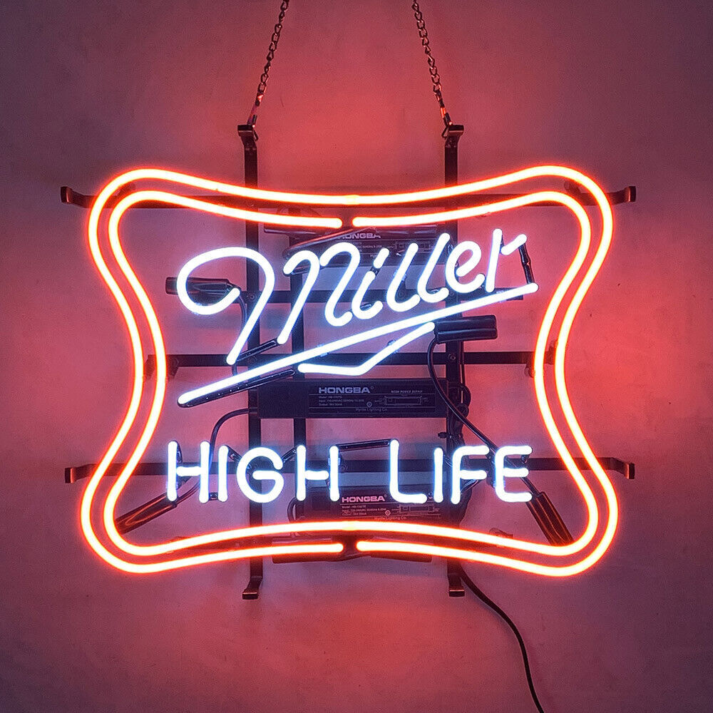 High Life Neon Light Sign Lamp Beer Bar Open Real Glass Wall Decor Artwork 19x15