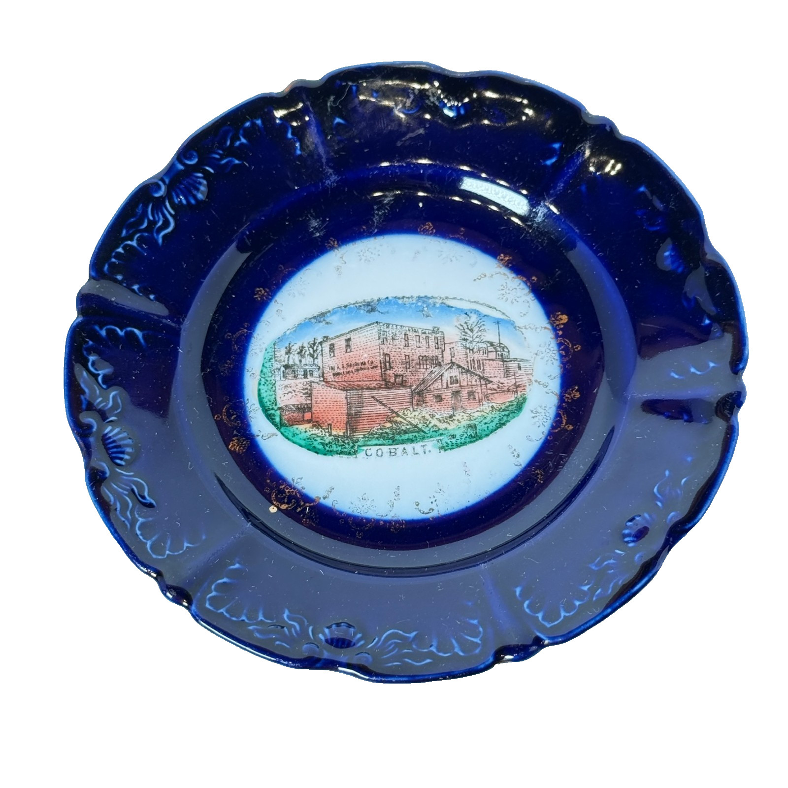 COBALT BLUE ONTARIO CANADA Souvenir China TRINKET DISH PLATE COBALT BLUE ONTARIO CANADA Souvenir China TRINKET DISH PLATE