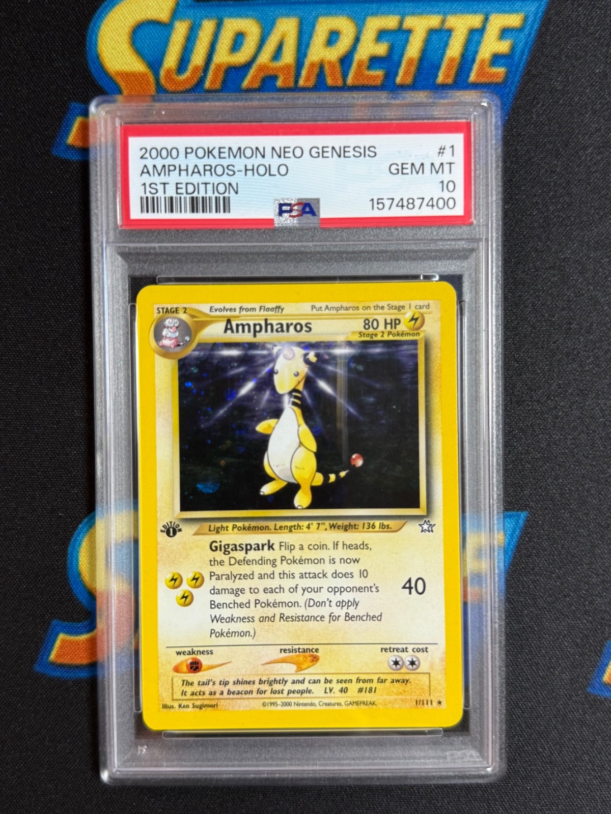2000 Pokemon Neo Genesis 1st Edition Ampharos Holo PSA 10 2000 Pokemon Neo Genesis 1st Edition Ampharos Holo PSA 10
