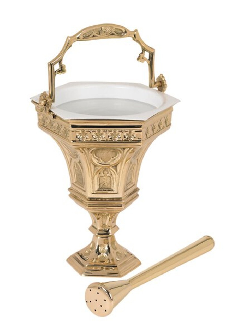 Hexagon Holy Water Pot with Sprinkler Set Holy Water Bucket for Church Hexagon Holy Water Pot with Sprinkler Set Holy Water Bucket for Church