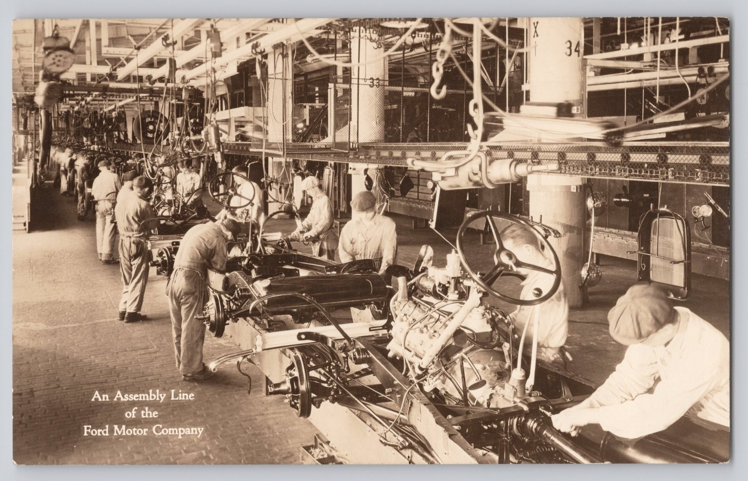 RPPC Ford Motor Co Rouge Plant Assembly Line Postcard - Industrial History RPPC Ford Motor Co Rouge Plant Assembly Line Postcard - Industrial History