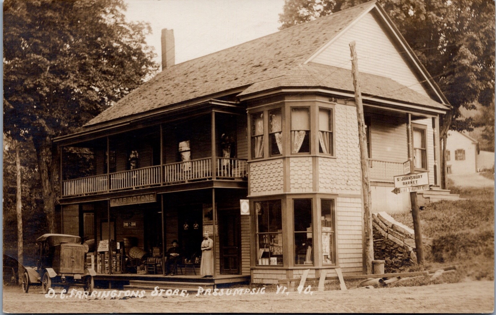 RPPC c1909 Passumpsic , Vermont. D.C. Farringron's Store  Postcard