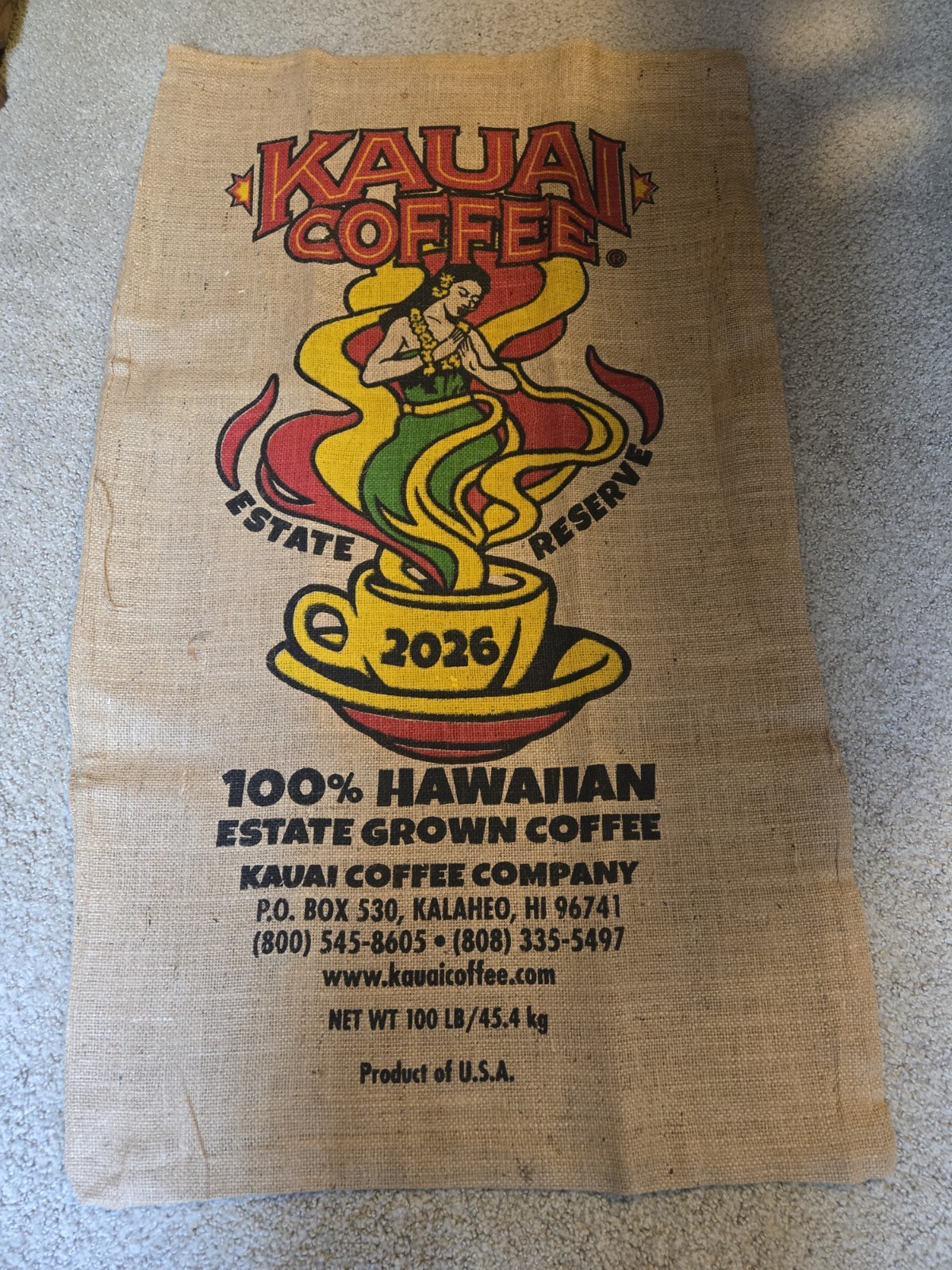 Kauai Coffee Company Burlap Coffee Bag 2026 Estate Reserve Kauai Coffee Company Burlap Coffee Bag 2026 Estate Reserve