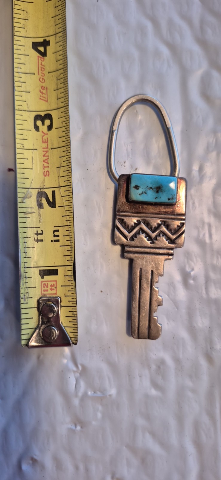 Native American (Navajo) Made Key Ring With Turquoise. Marked Can\'t Read Native American (Navajo) Made Key Ring With Turquoise. Marked Can\'t Read