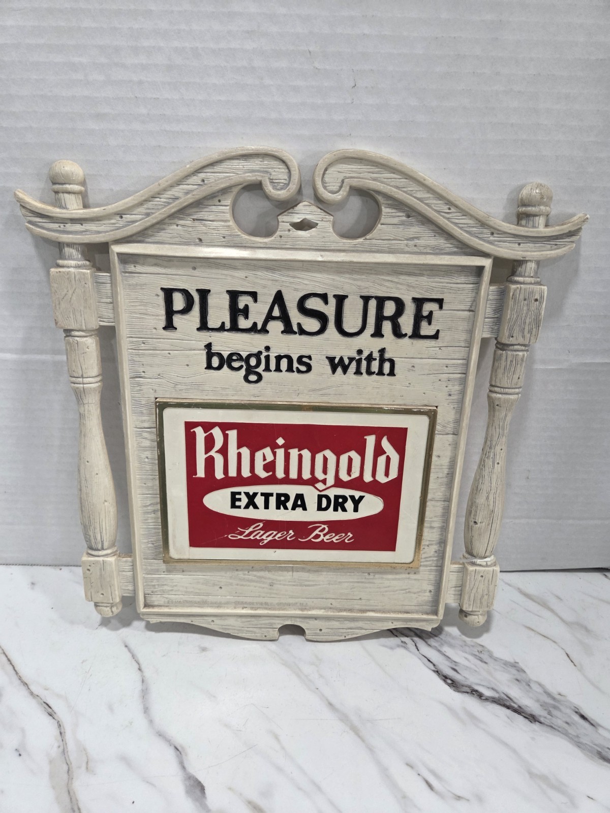 Vintage Rheingold Beer Plastic Sign Bar Pub Tavern Advertising Display Man Cave 