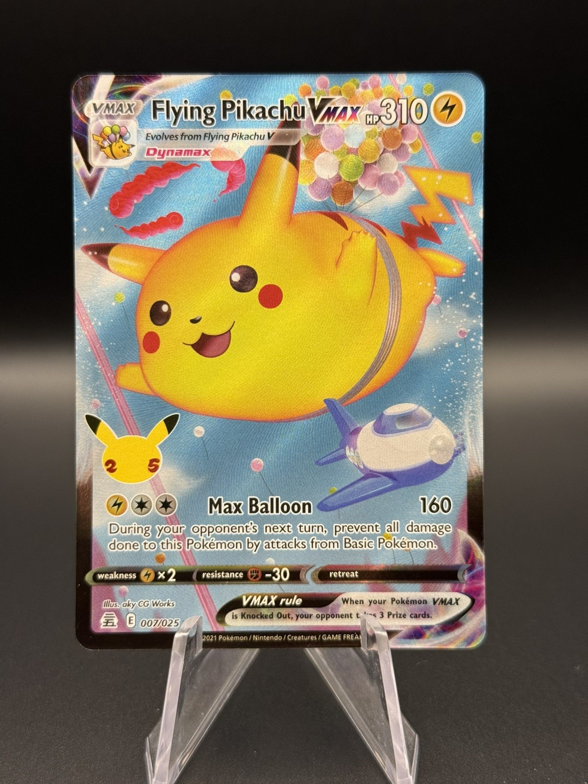 Pokémon Flying Pikachu VMAX 007/025 Celebrations Ultra Rare Holo Full Art Pokémon Flying Pikachu VMAX 007/025 Celebrations Ultra Rare Holo Full Art