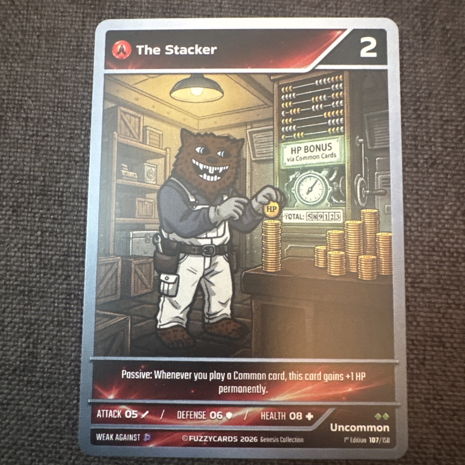 FUZZYCARDS , 1ST EDITION- The Stacker 107/150 Mint