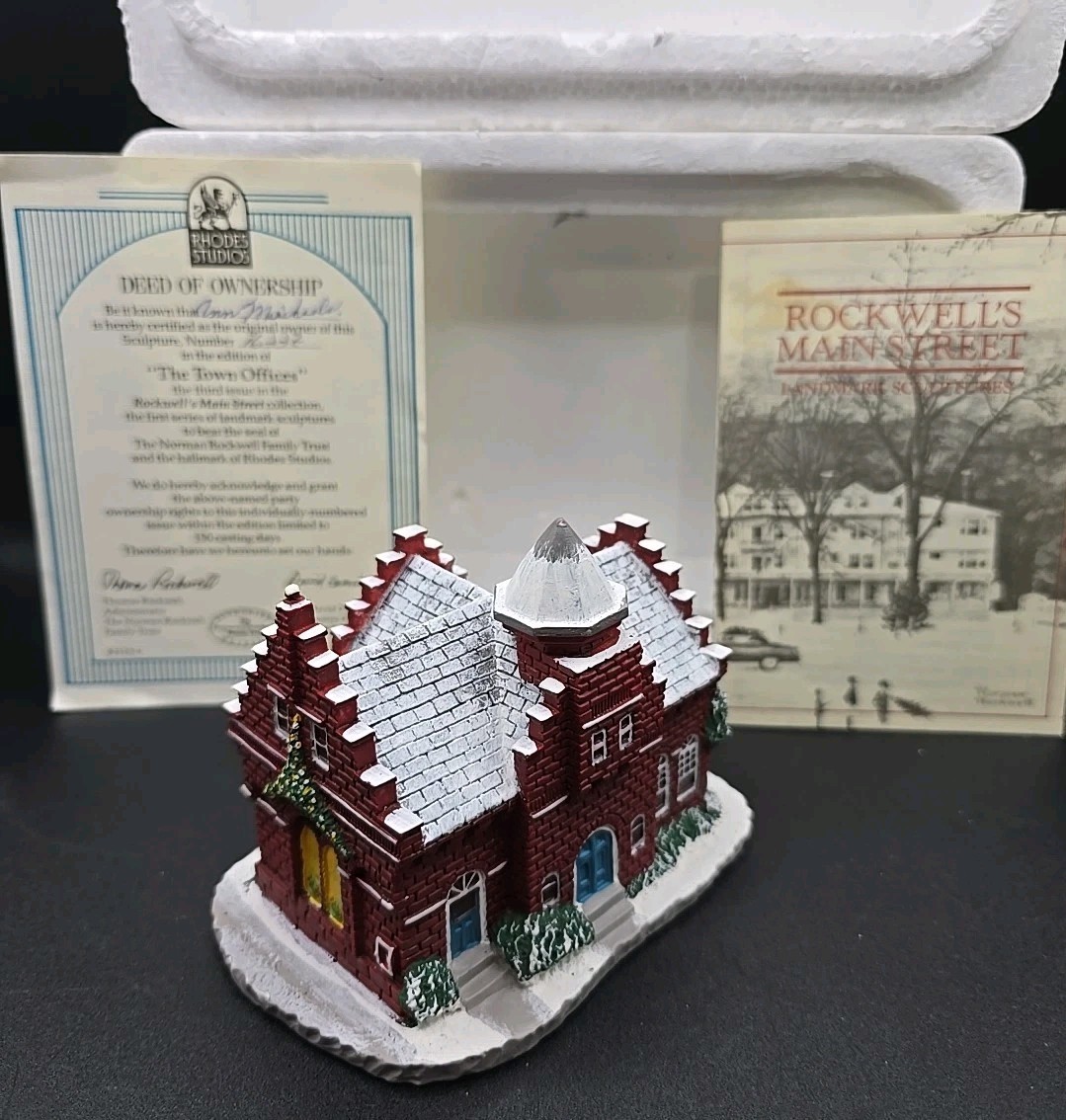 1989 Norman Rockwell Hometown Collection The Town Offices by Rhodes ~COA 1989 Norman Rockwell Hometown Collection The Town Offices by Rhodes ~COA