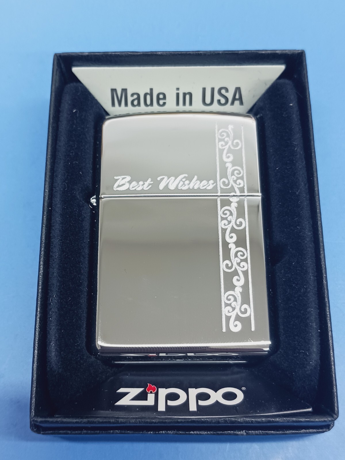 Zippo Best Wishes High Polish Chrome 24877 Zippo Best Wishes High Polish Chrome 24877