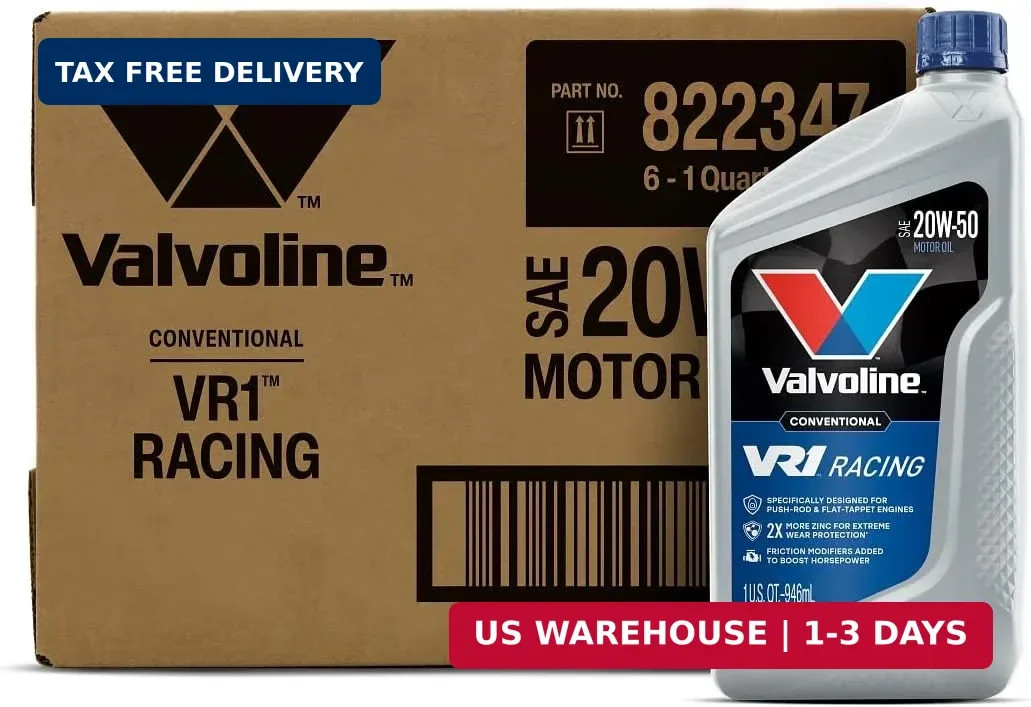 Valvoline VR1 Racing SAE 20W-50 Motor Oil 1 QT, Case of 6