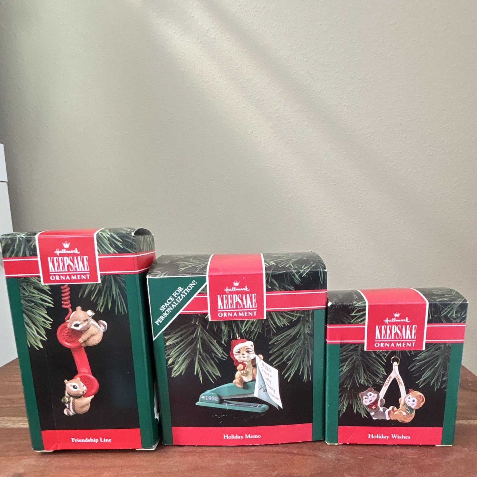Lot Of 3 Hallmark Keepsake Christmas Ornaments Dated 1992 NEW IN BOX