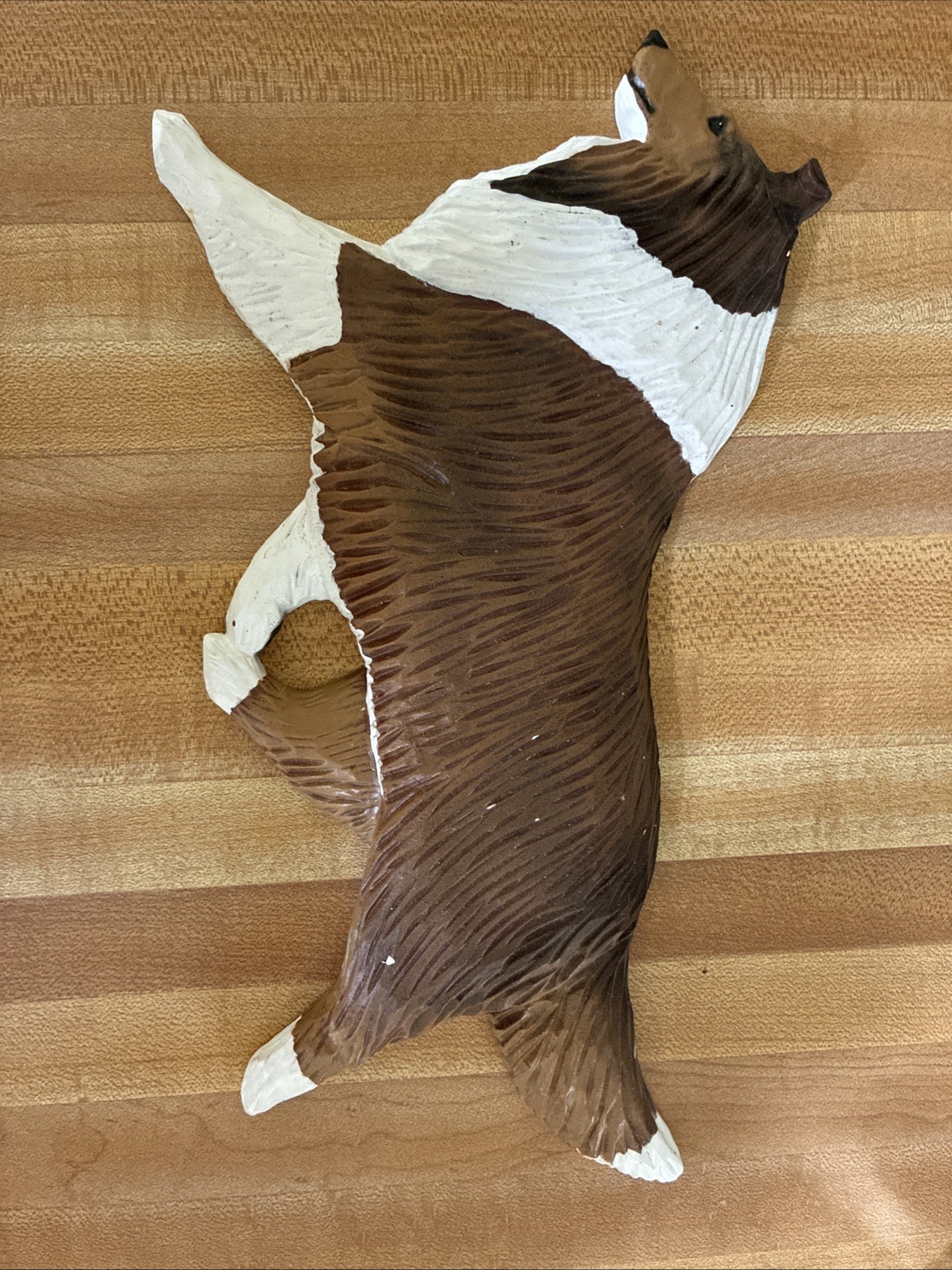 Collie Sheltie Hand Painted & Carved Wood Figure Sable Decor Michael Park Signed