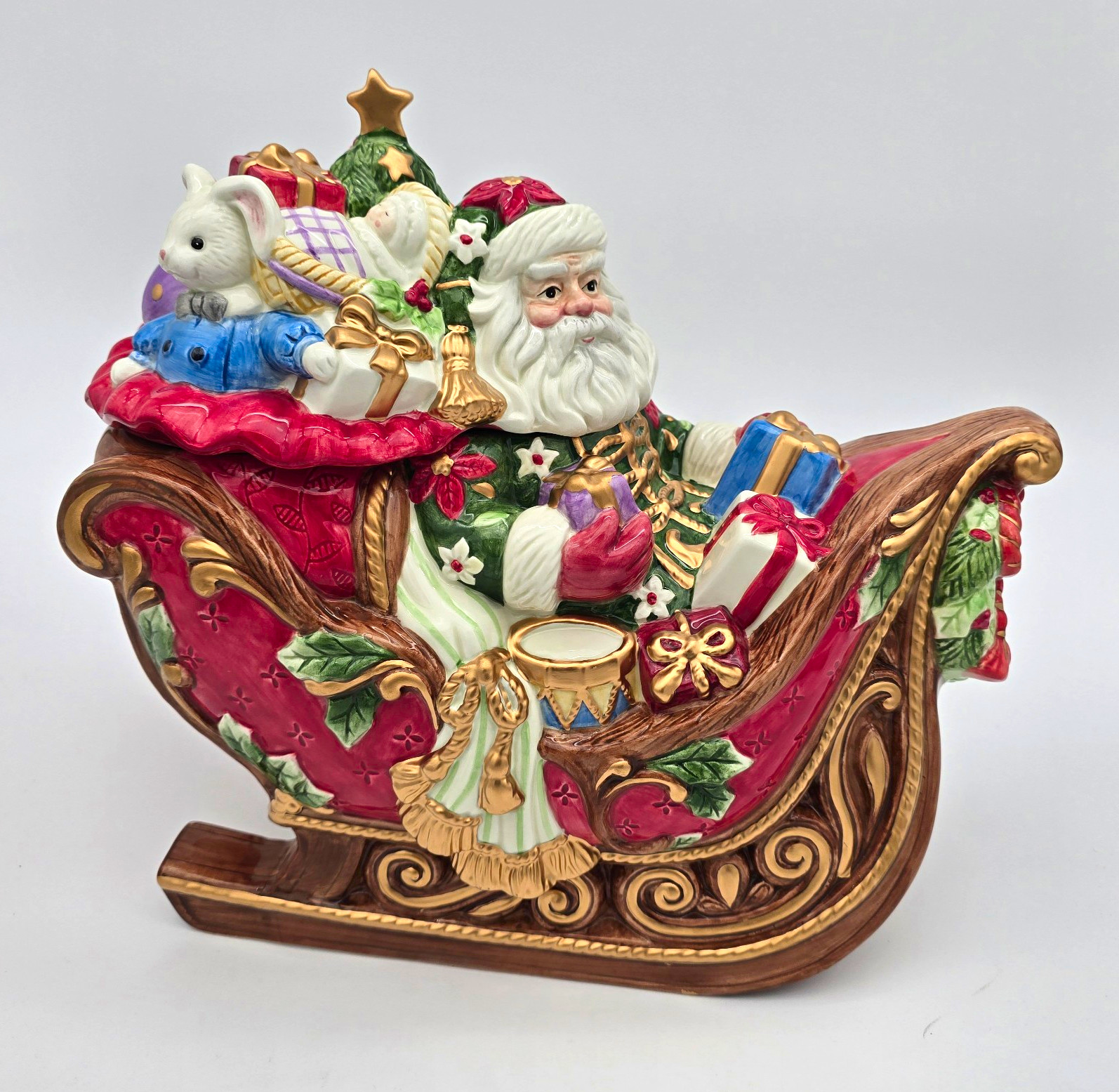 Fitz and Floyd Santa’s Sleigh Cookie Jar Lift Lid Ceramic 💥Local Pickup Only💥 Fitz and Floyd Santa’s Sleigh Cookie Jar Lift Lid Ceramic 💥Local Pickup Only💥