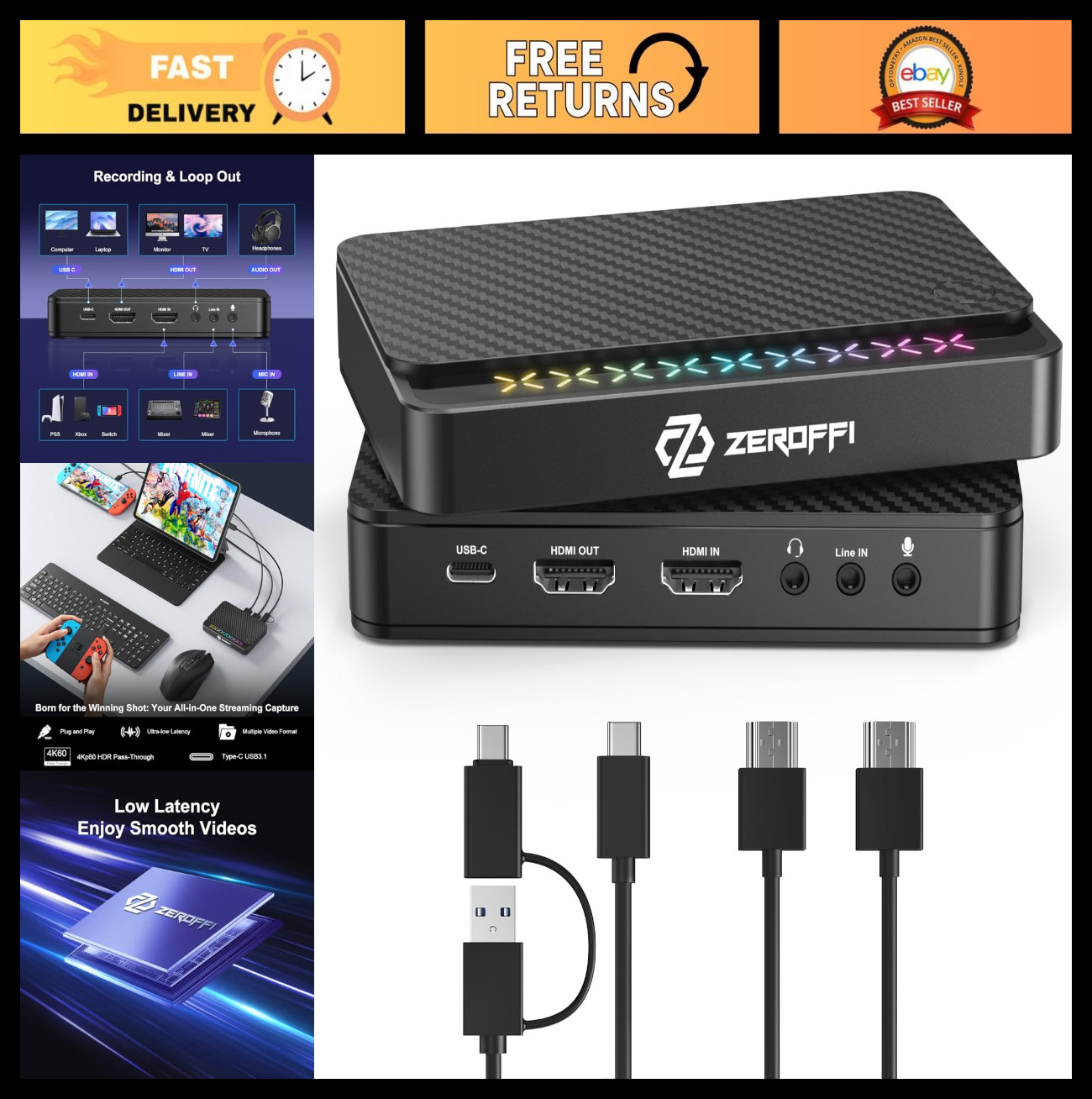 4K Capture Card for Streaming, USB 3.1 Video Capture Device for Streaming and Re