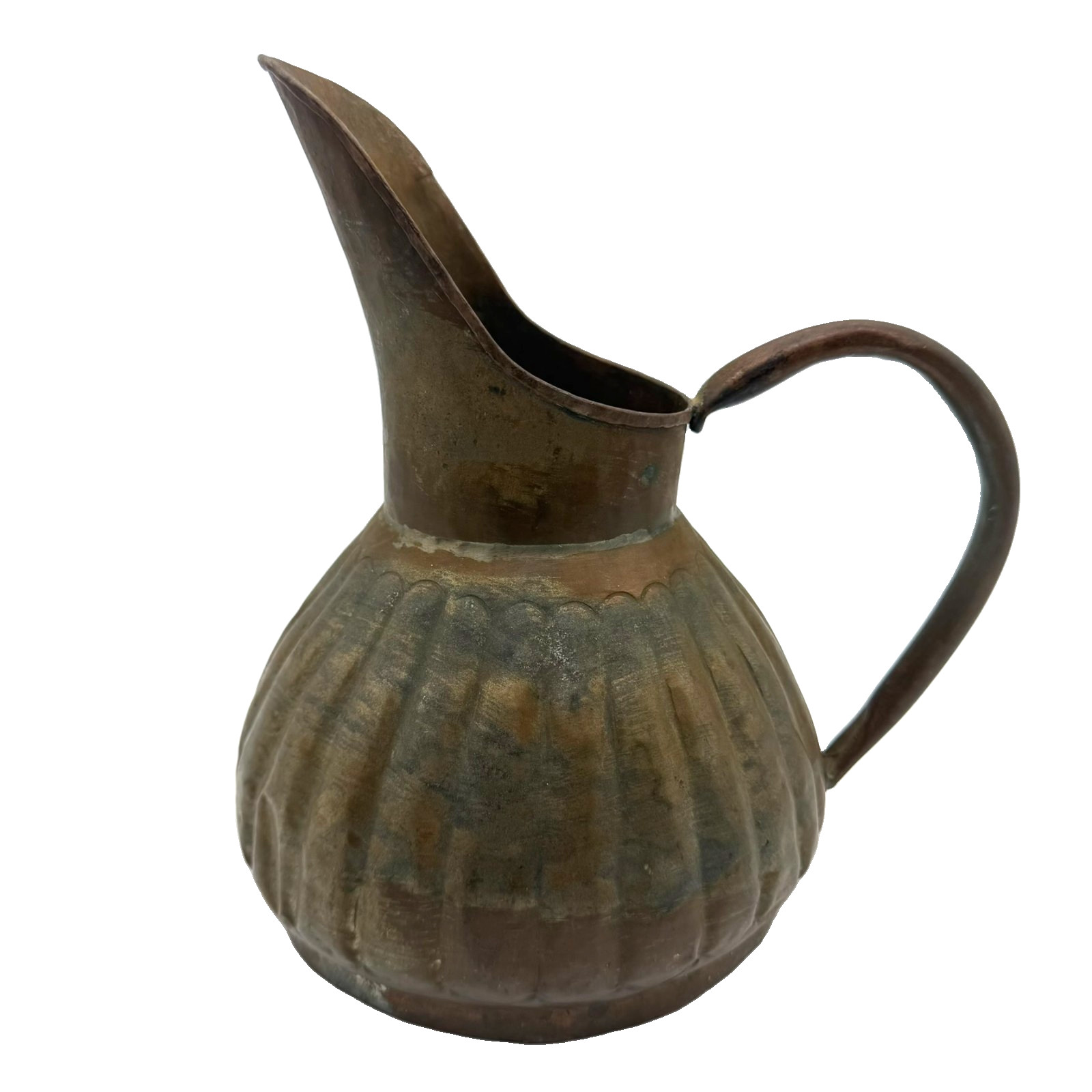 Antique Tinned Copper Primitive Hand Hammered Rustic Water Pitcher Antique Tinned Copper Primitive Hand Hammered Rustic Water Pitcher