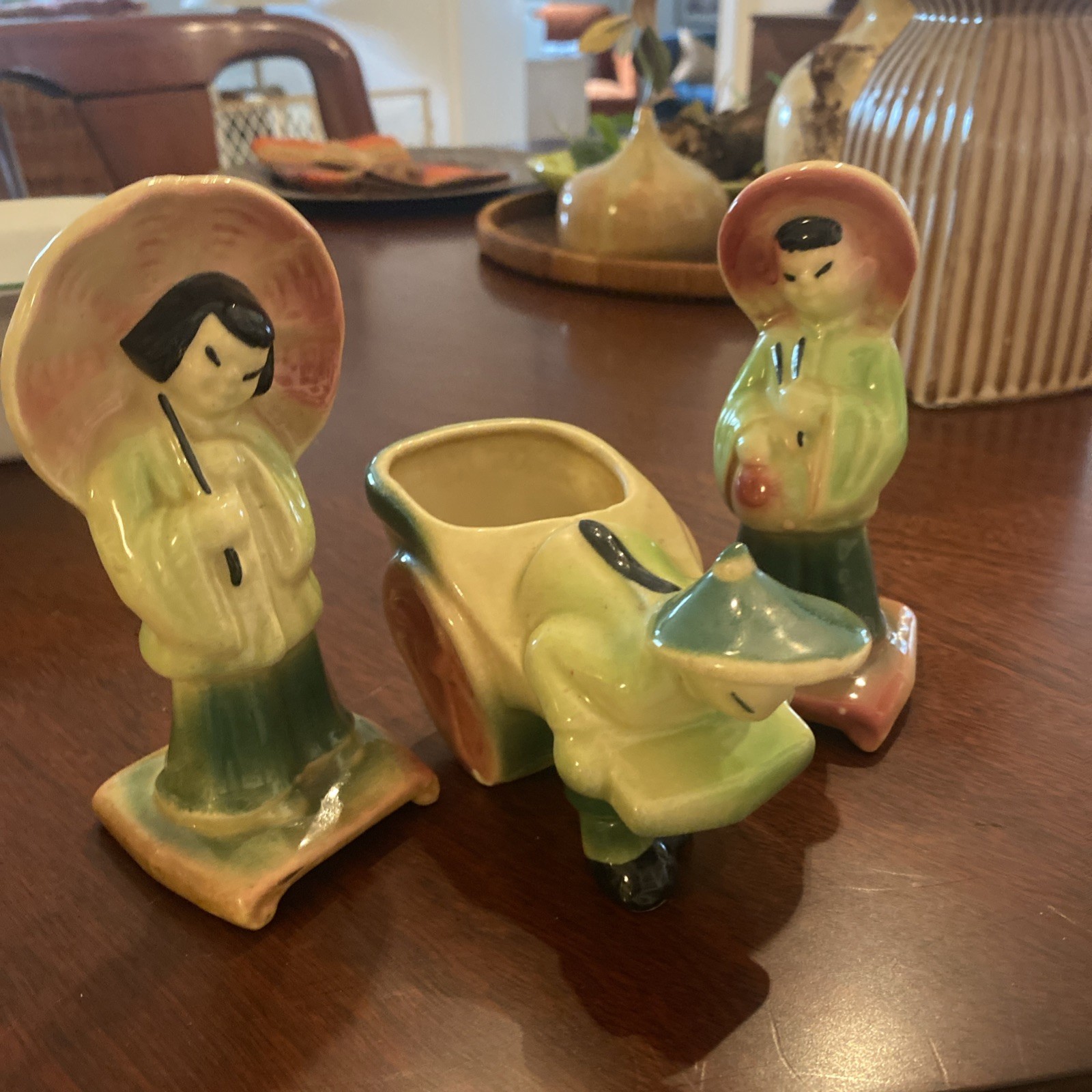 VTG Shawnee Oriental Planter And Figurines VTG Shawnee Oriental Planter And Figurines