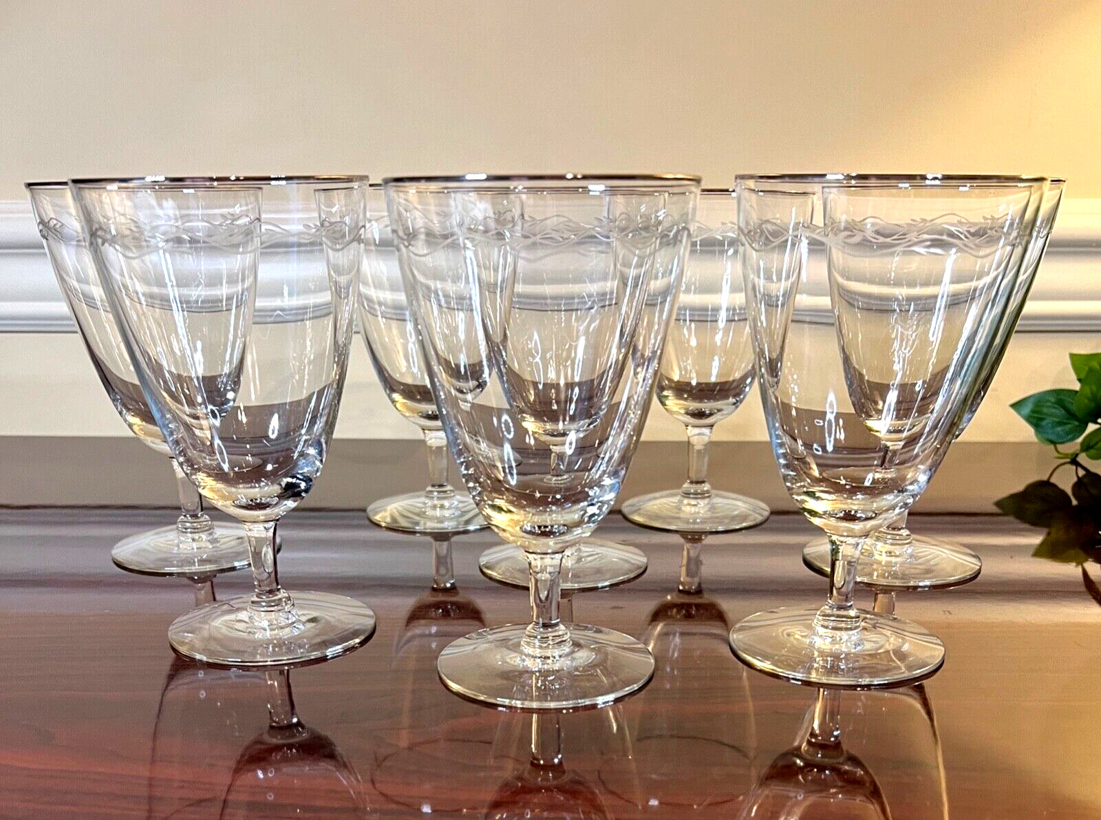 Vintage Set of 8 Glastonbury-Lotus VIGNETTE Crystal Iced Tea Glasses Platinum Vintage Set of 8 Glastonbury-Lotus VIGNETTE Crystal Iced Tea Glasses Platinum