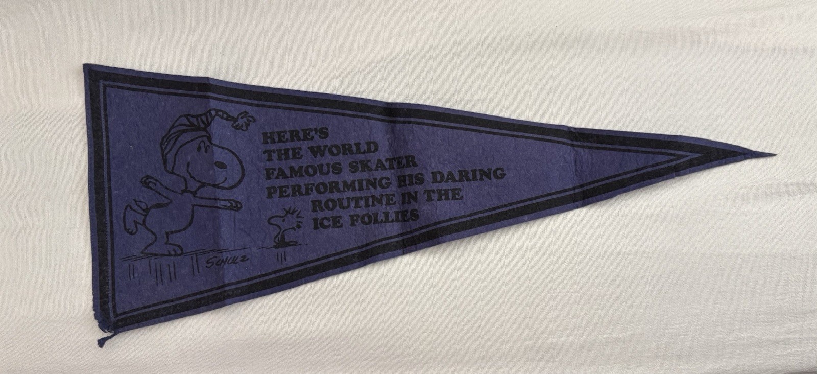 ( RARE ) VTG 1960s Snoopy Purple Felt Banner : World Famous Skater : READ ( RARE ) VTG 1960s Snoopy Purple Felt Banner : World Famous Skater : READ