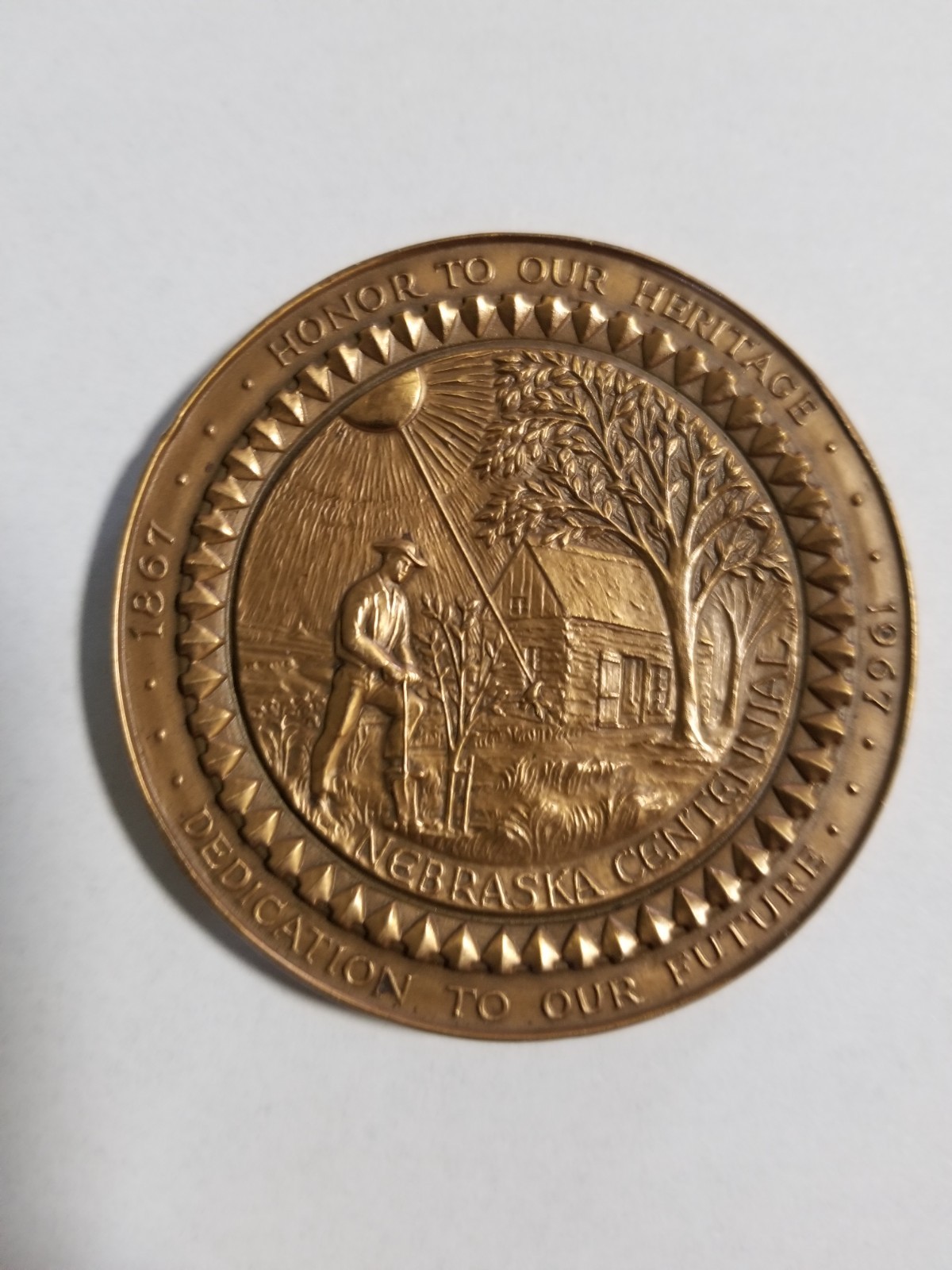 Medallic Art Co. Nebraska Centennial Bronze Medal 1867-1967 - 71mm