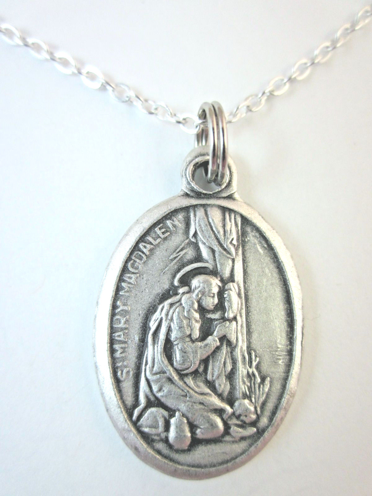 Ladies St Mary Magdalen Medal Pendant Necklace 20