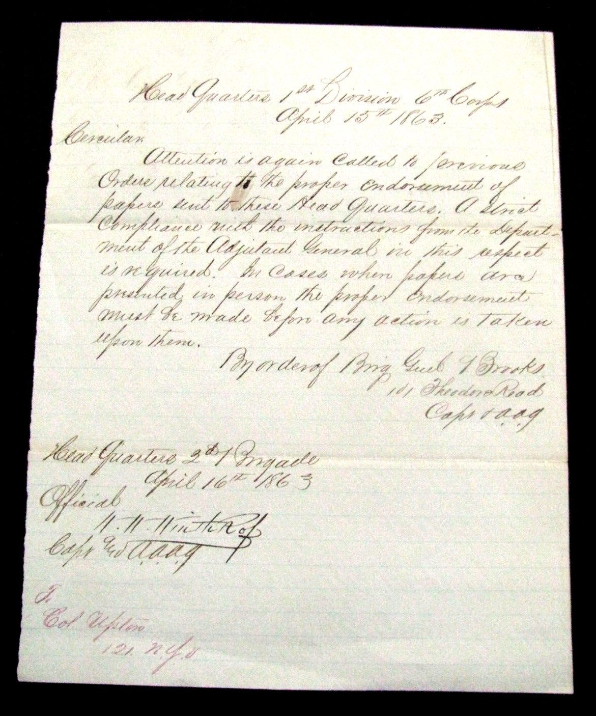 CIVIL WAR SHARPSHOOTER COLONEL WILLIAM W WINTHROP SGD CIRCULAR 1863 CIVIL WAR SHARPSHOOTER COLONEL WILLIAM W WINTHROP SGD CIRCULAR 1863