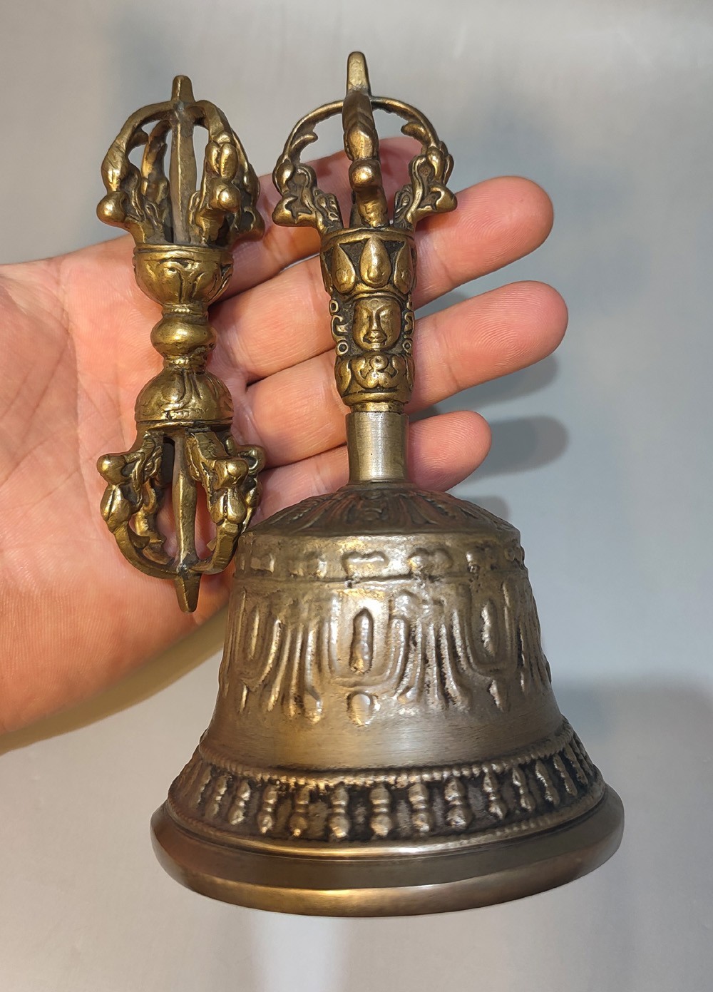 Wonderful Tibet Vintage Old Buddhist Alloy Copper Bell Ghanta Dorje Vajra