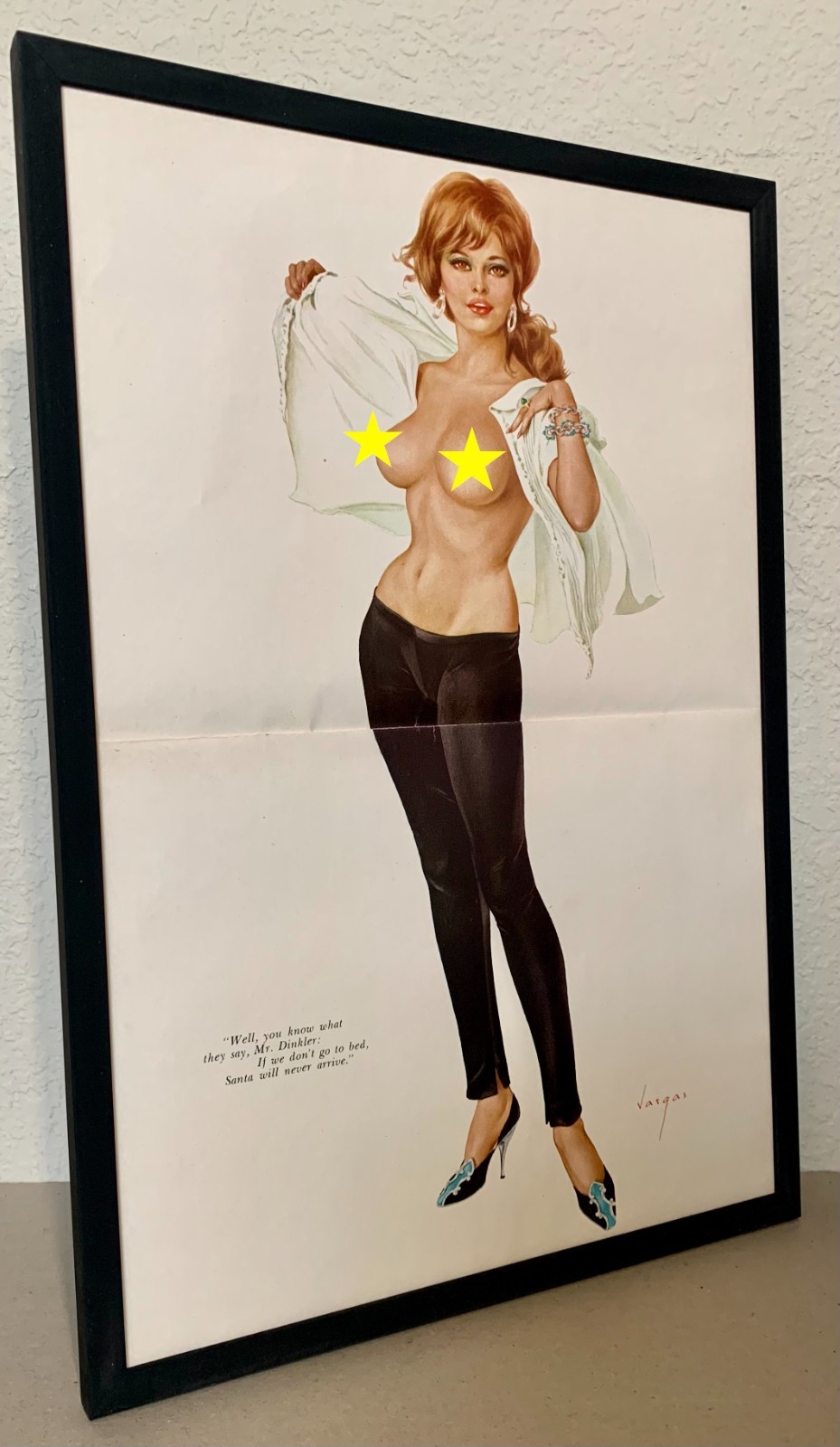 Playboy holiday art - Here\'s how to make Santa come - 1964 - FRAMED - .