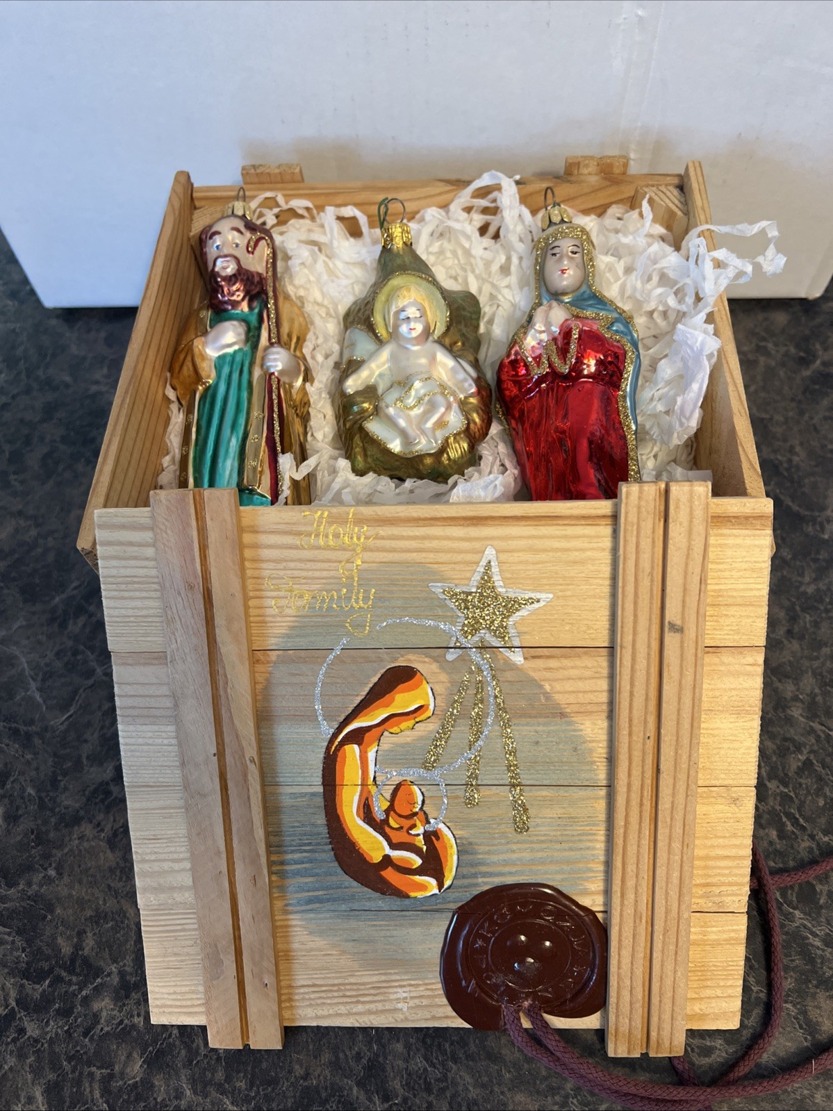 Polonaise Kurt Adler Holy Family Christmas Ornament Set Komozja Vintage Glass Polonaise Kurt Adler Holy Family Christmas Ornament Set Komozja Vintage Glass