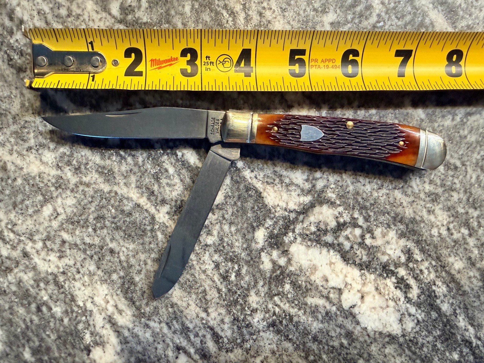 Vintage Schrade Walden NY USA 752 Jigged Bone Jack Knife - Never Used No Box