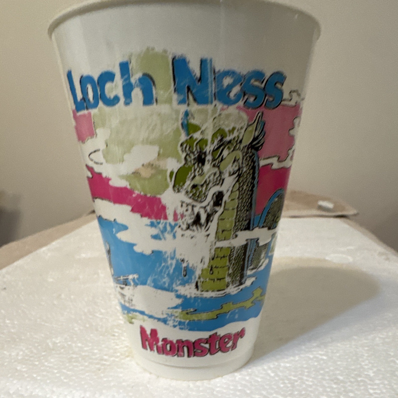 7-Eleven Loch Ness Monster Collectible Advertising Cup White Pink Blue